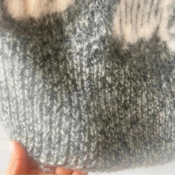 JAHARI 100% GREY WHITE WINTER  COLLAR WOOL HAND KNITTED SIZE S/M DOUBLE BREAST - Picture 8 of 15